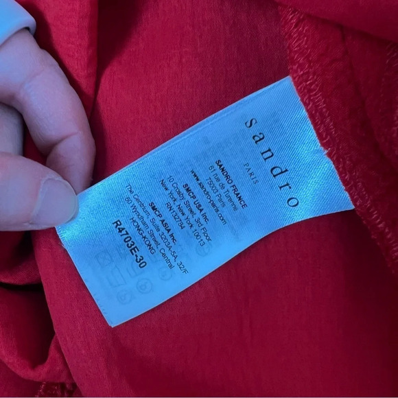 Sandro Paris Red Sleeveless V Neck Fit & Flare Dress Size 1 US S - Picture 6 of 7